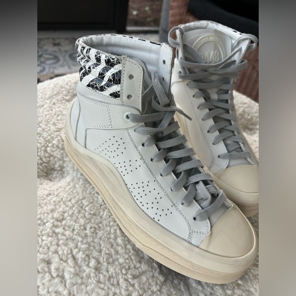 NWT P448 STAR Skate HIGH TOP SNEAKERS SZ 7 or 37 Rare! Zebra print white - Picture 1 of 9